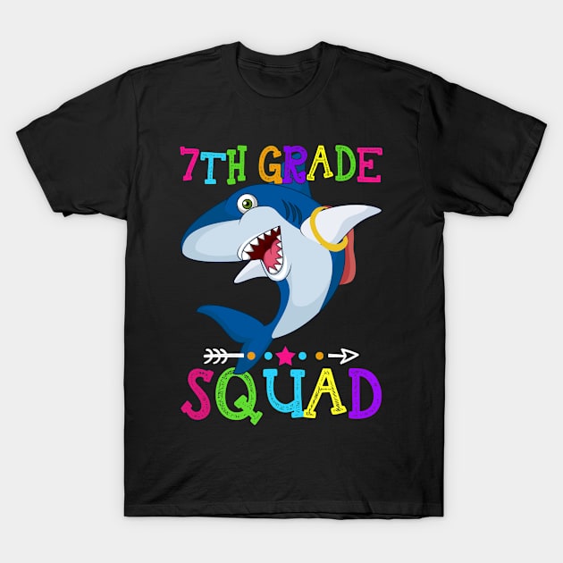 Shark Team 7th Grade Squad Teacher Back To School T-Shirt by kateeleone97023